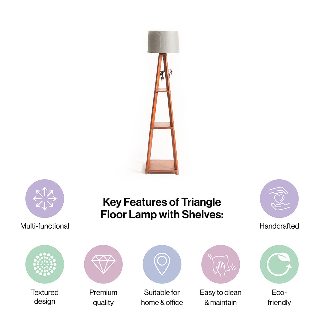 Wooden Floor Lamp With Shelves