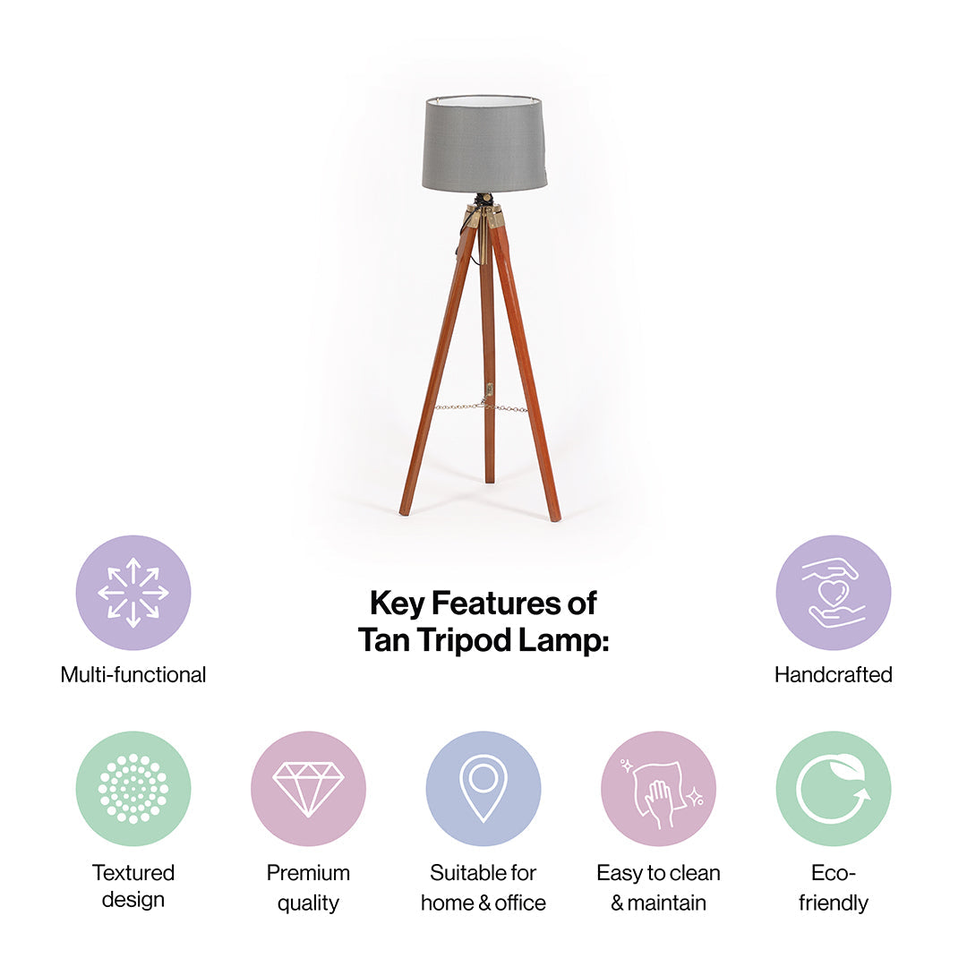 Wooden Crafter Tripod Floor Lamp With Brown Finish