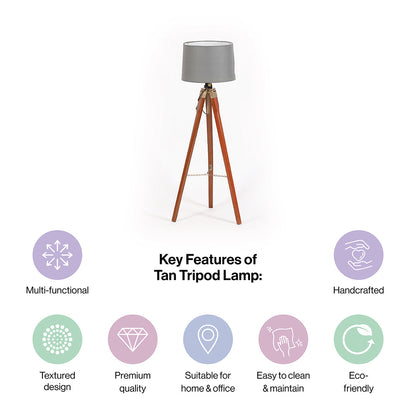 Wooden Crafter Tripod Floor Lamp With Brown Finish