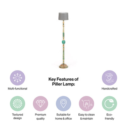 Piller Lamp With Sky Blue Shade