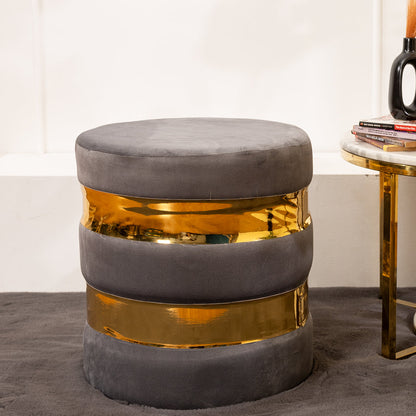 Round Drum Ottoman in Moonlit Grey