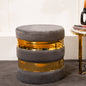 Round Drum Ottoman in Moonlit Grey