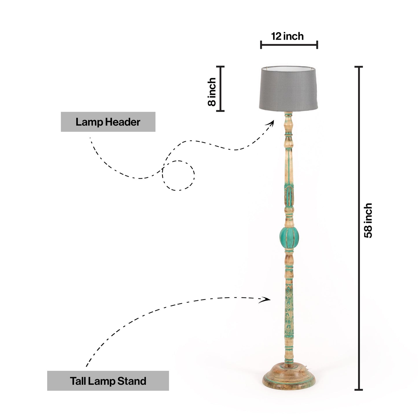 Piller Lamp With Sky Blue Shade