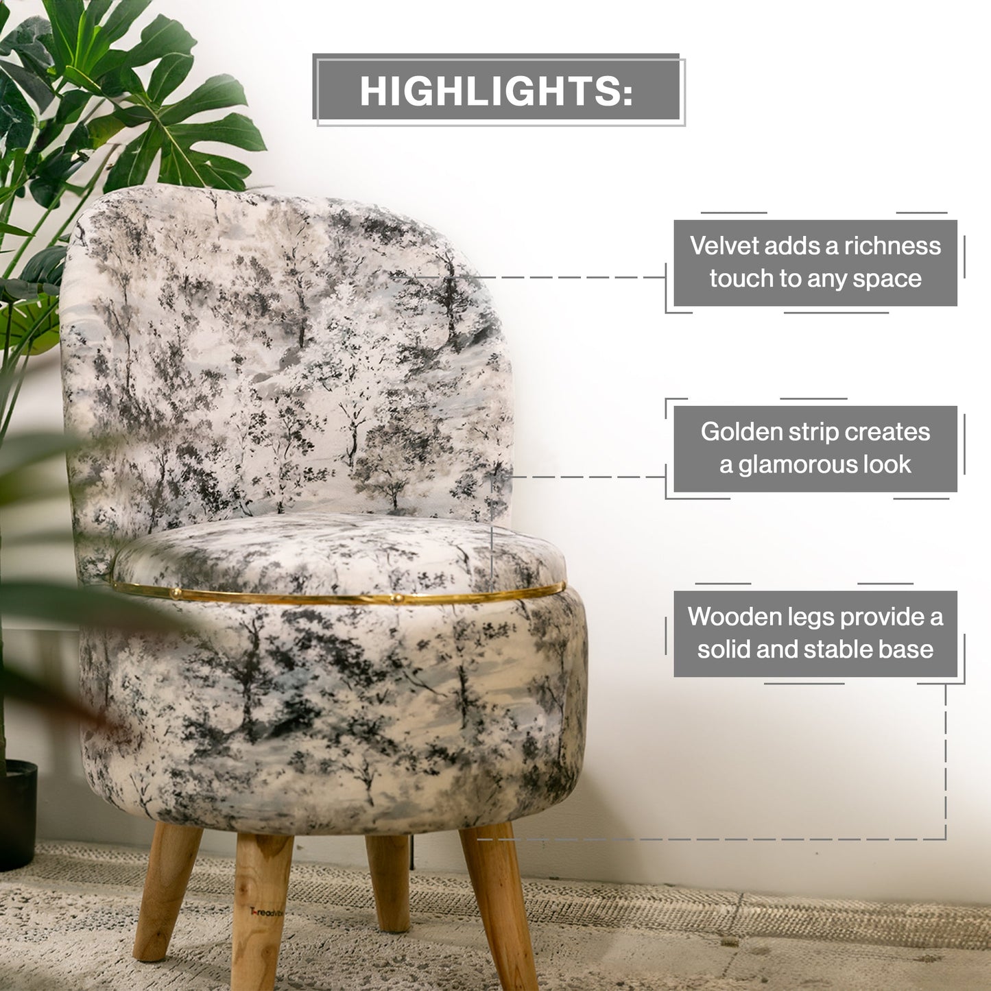 Printed Ottoman Pouffe Chair