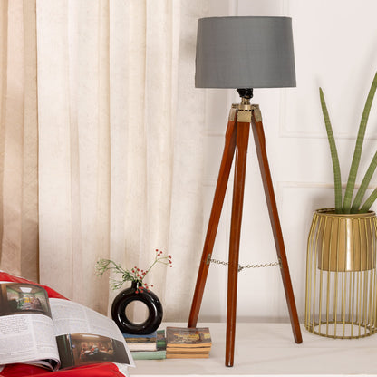 Wooden Crafter Tripod Floor Lamp With Brown Finish