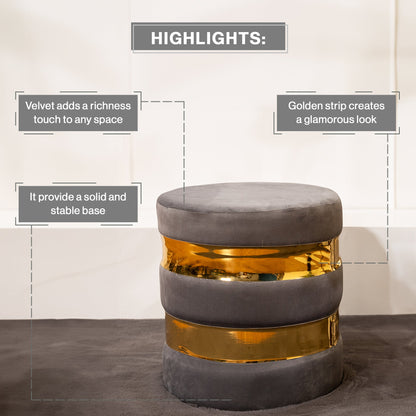 Round Drum Ottoman in Moonlit Grey