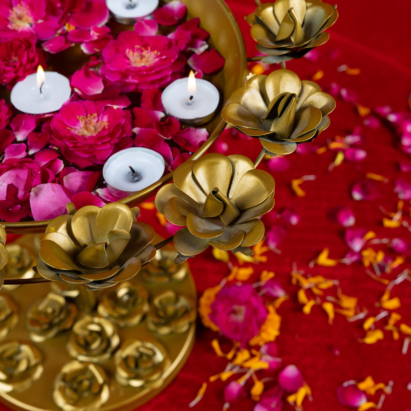 Round Brass Urli Diya Stand (Single)