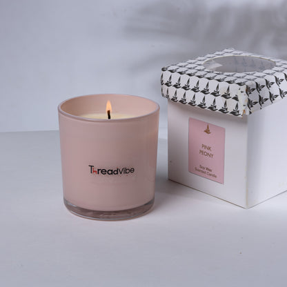 Threadvibe Living Natural Wax Scented Candle Jar In Pink Peony