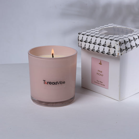 Threadvibe Living Natural Wax Scented Candle Jar In Pink Peony