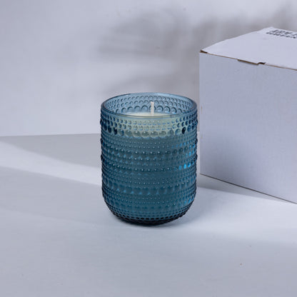 ThreadVibe Living natural wax scented candle glass jar in Navy Blue