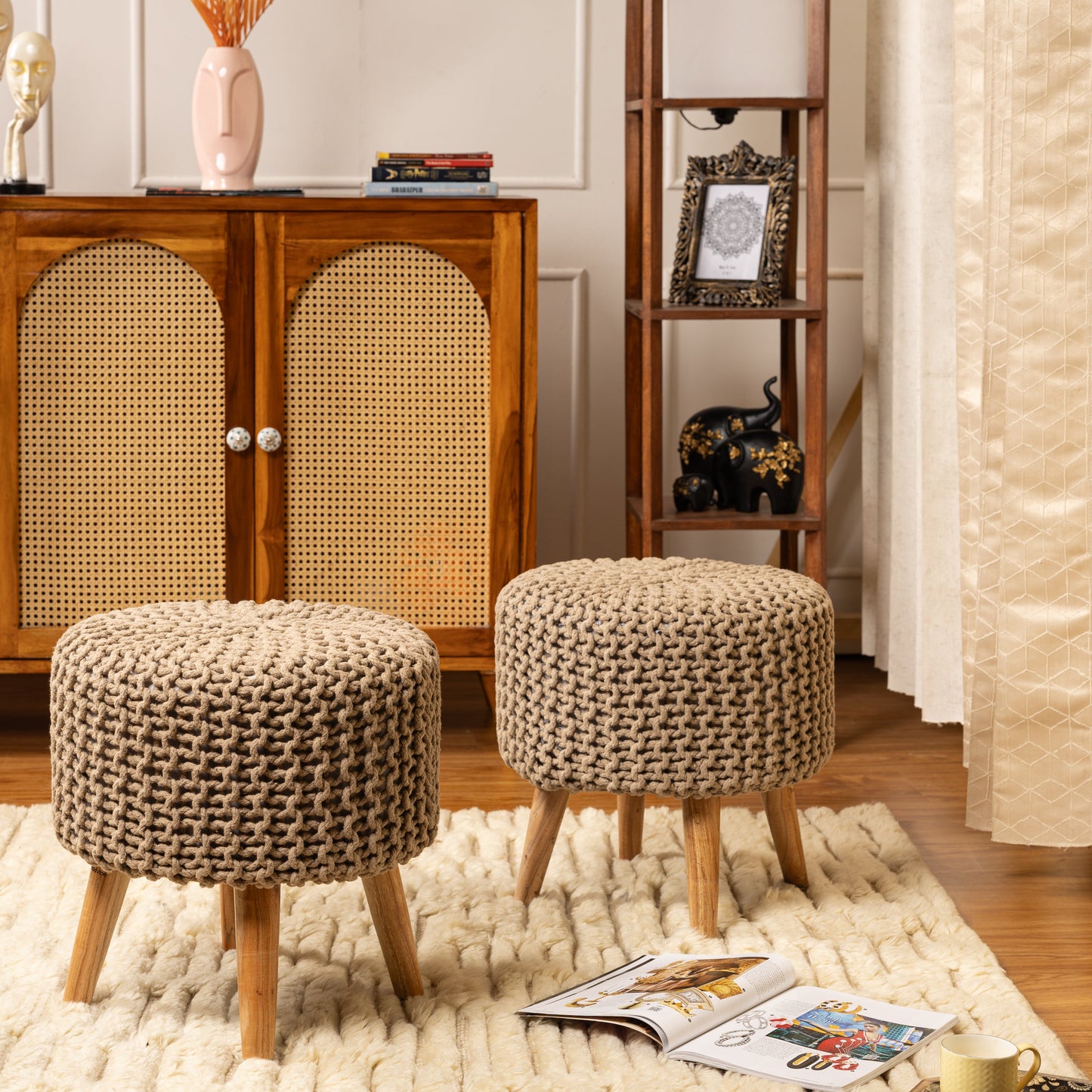 Dori Pouf Stool-Combo of 2