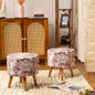 Printed Ottoman Pouff Stool In Cherry Blossoms - Combo Of 2