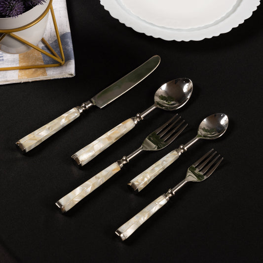 Mother Of Pearl Stainless Steel Cutlery Set Of 5