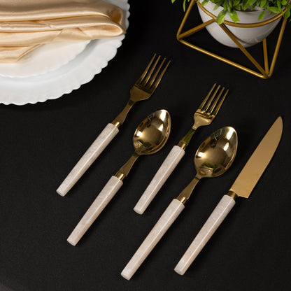 White Resin Stainless Steel Cutlery Set Of 5