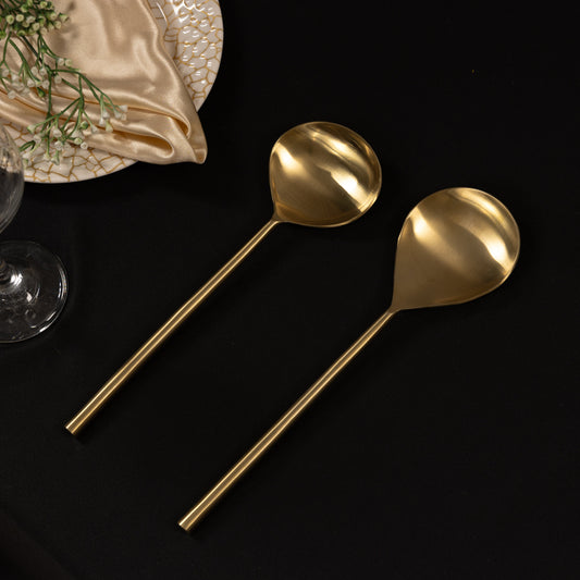 Stainless Steel Gold Serving Spoon Set of 2
