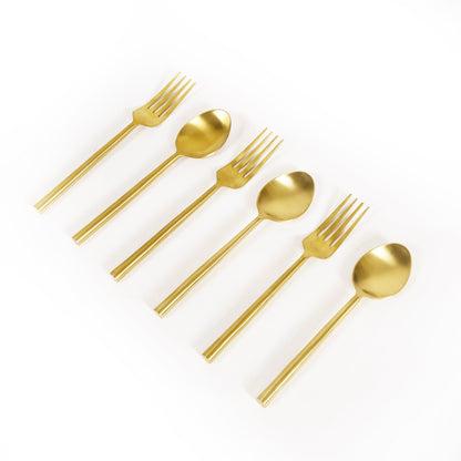 Stainless Steel Gold-Toned Cutlery Set of 6