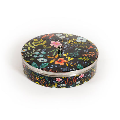 Stainless Steel Round Spice Box Masala Box Dabba for Kitchen Decor-Timberwolf Prints Pattern