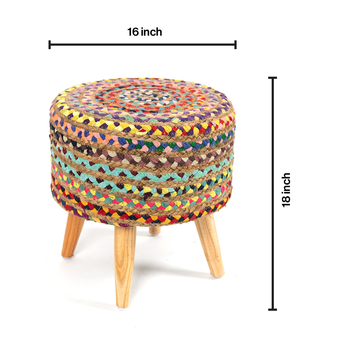 Chindi Jute Pouffe Stool