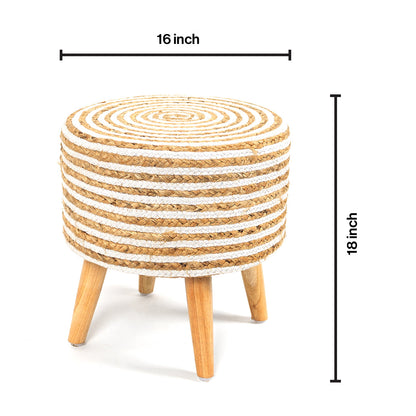 Jute Stool Living Room In Cream Pearl