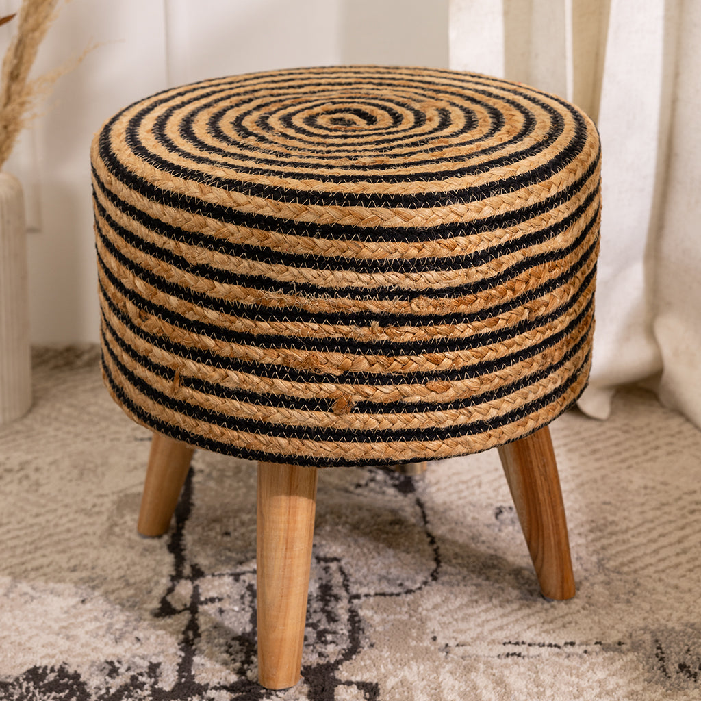 Jute Stool Living Room In Cream Almond