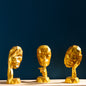 Abstract Woman Face Sculpture in Golden-Set of 3