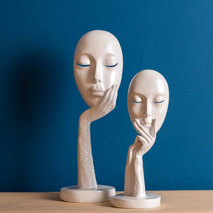 Abstract The White Thinker Lady Statue Face Art For Home Decor