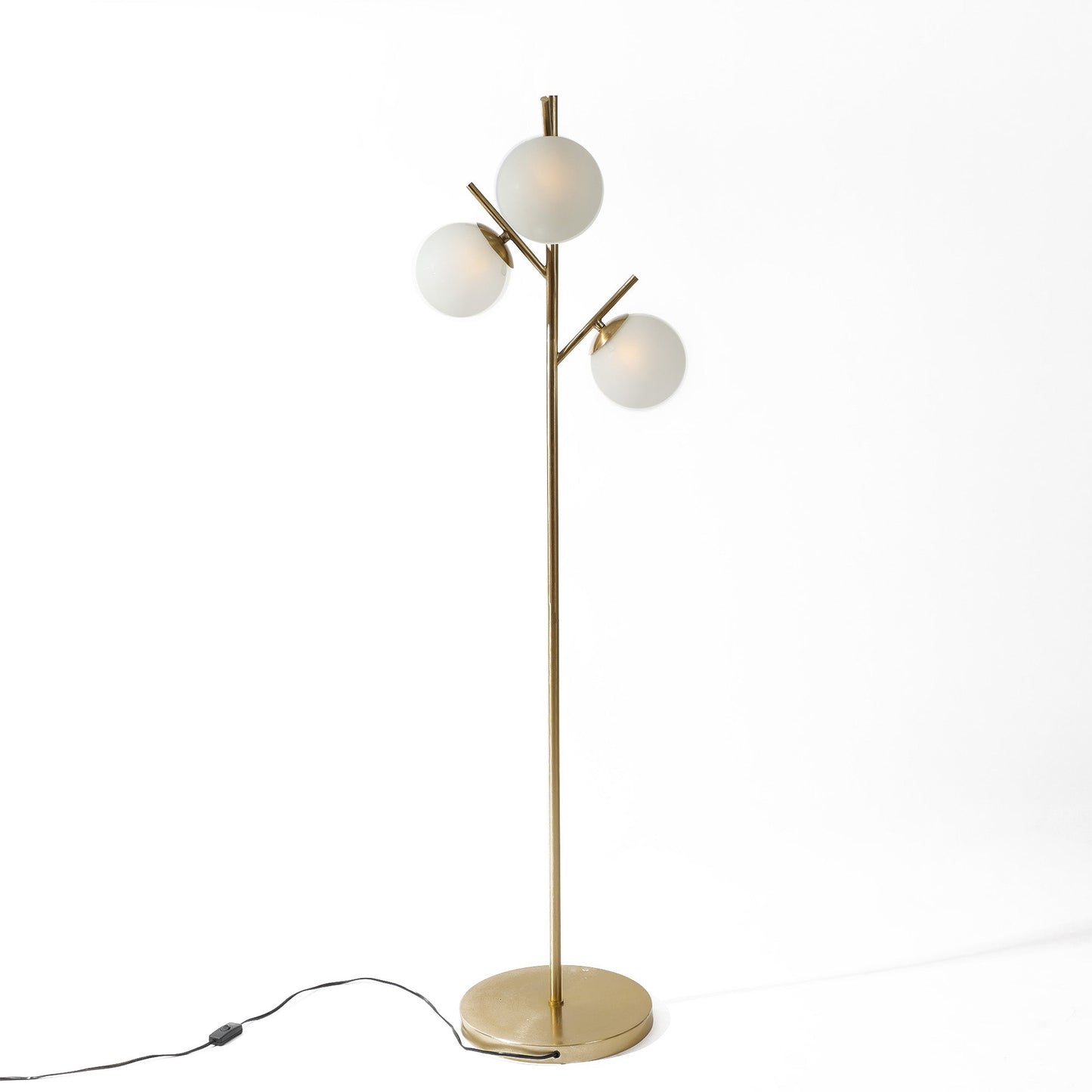 Frosted Glass Globe Spherical-Shaped Floor Lamp for Living Room