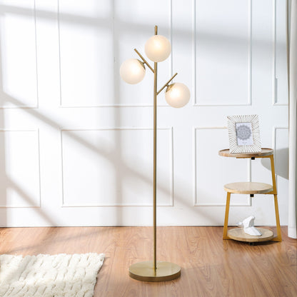 Frosted Glass Globe Spherical-Shaped Floor Lamp for Living Room
