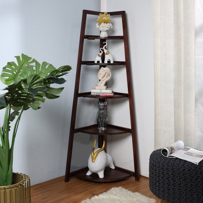 Wooden 5 Tier Corner Ladder Shelf for Home Decor