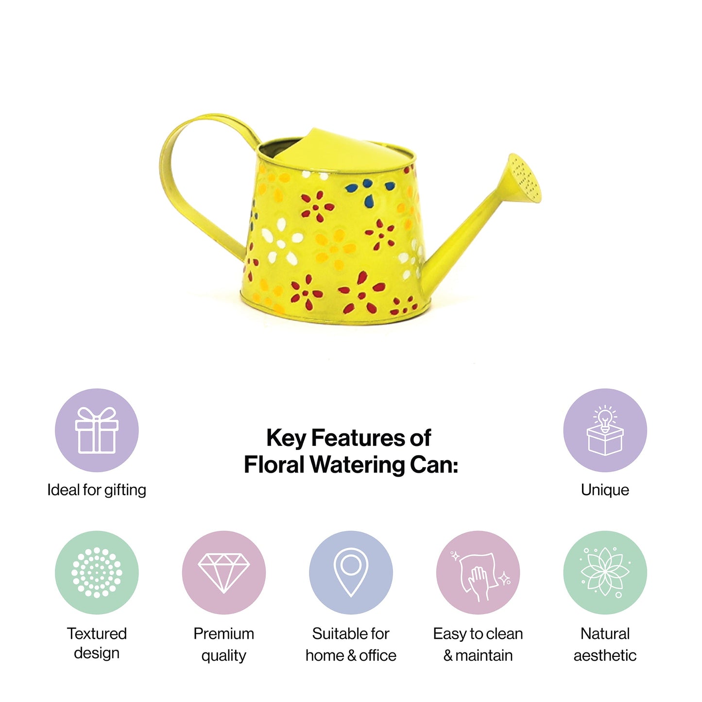 Traditional Watering Can in Floral Print Green (Large)