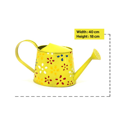 Traditional Watering Can in Floral Print Green (Large)