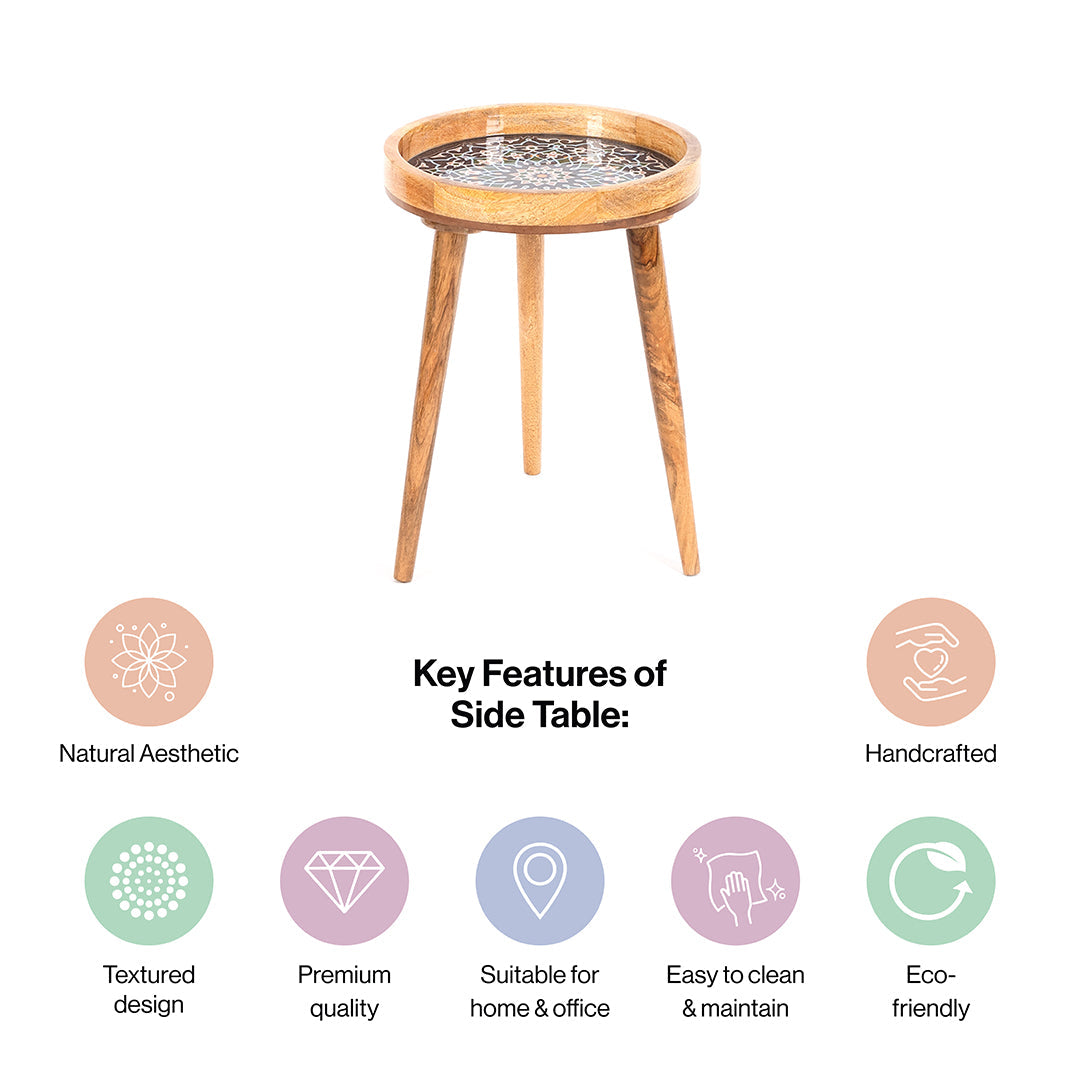 Round End Table For Living Room In Mandala