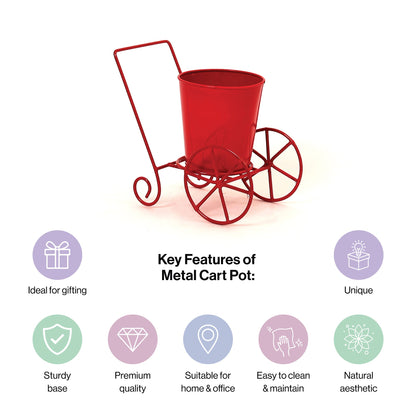 Cart Design Table Top Planter Stand in Red