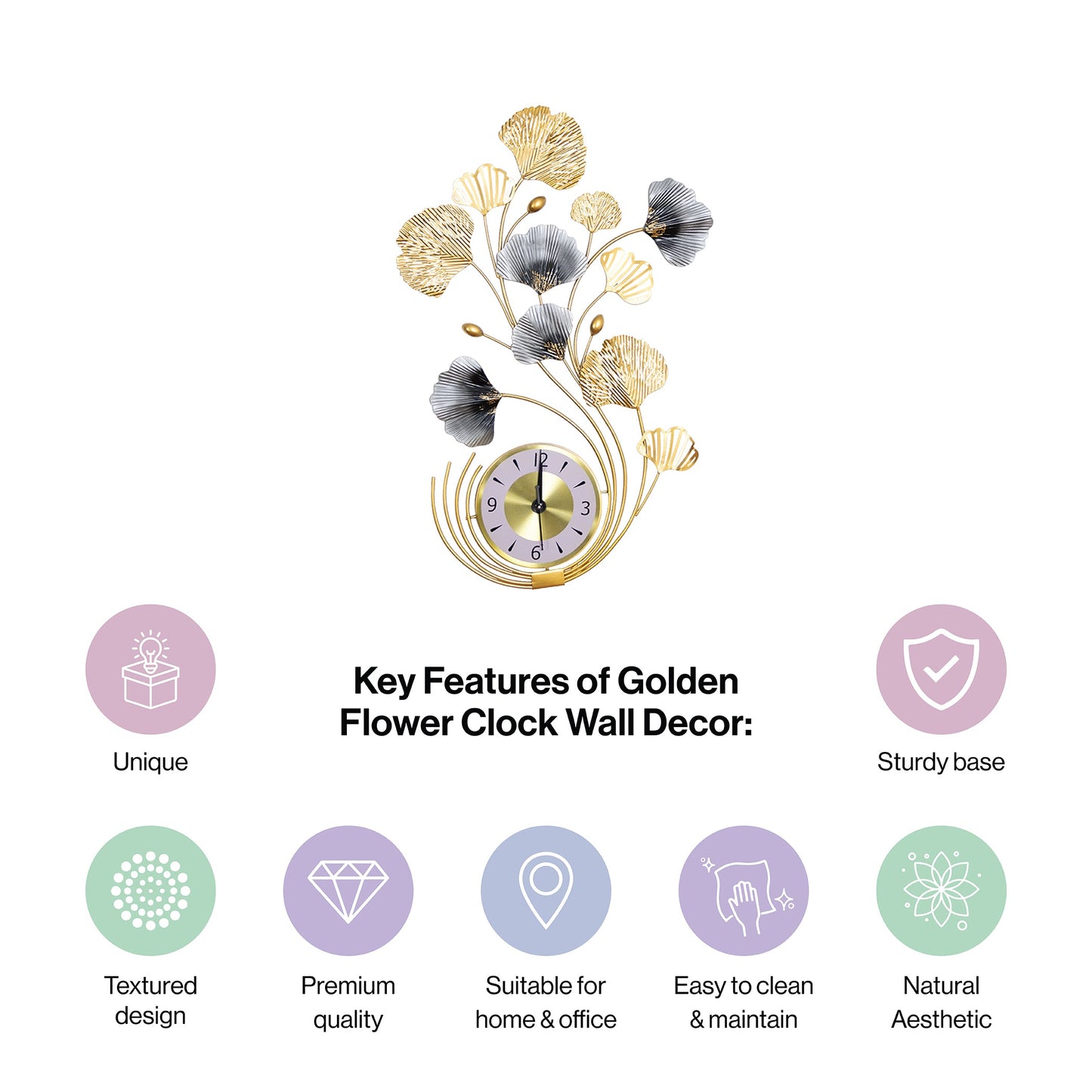 Decorative Metal Wall Clock-Silent, Non-Ticking in home decor