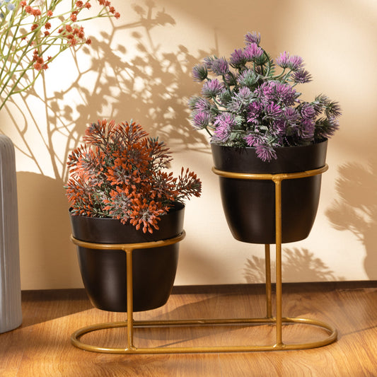 Metal Pots with Double Golden Stand