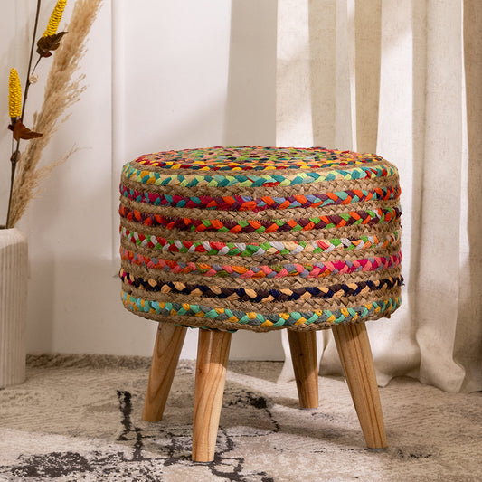 Chindi Jute Pouffe Stool