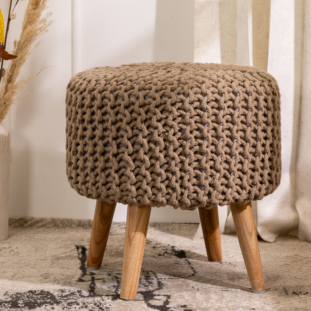 Pouf Dori Stool in Oak Brown