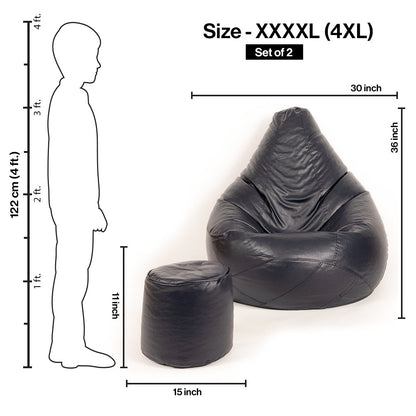 4XL Tear Drop Bean Bag with Footrest Filled