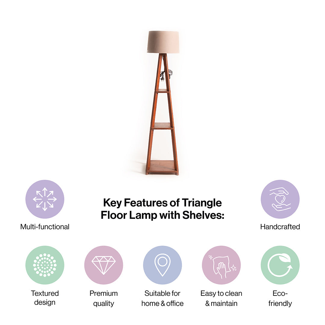 Wooden Floor Lamp With Shelves