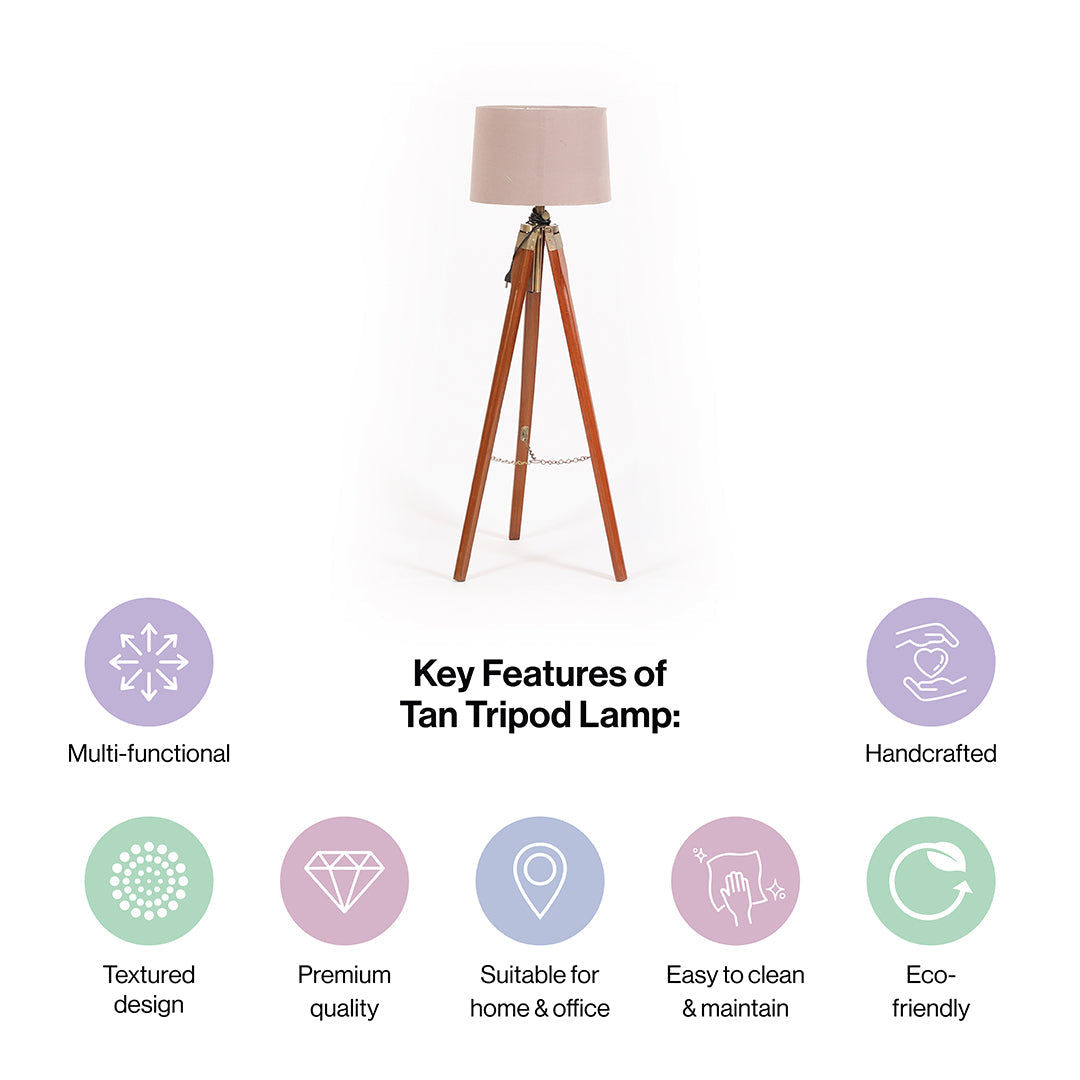 Wooden Crafter Tripod Floor Lamp With Brown Finish