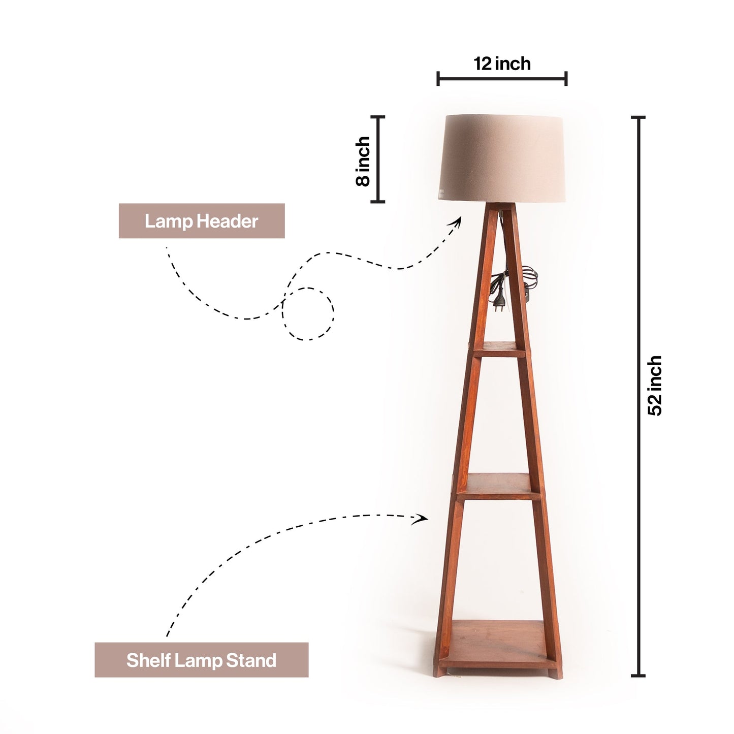 Wooden Floor Lamp With Shelves