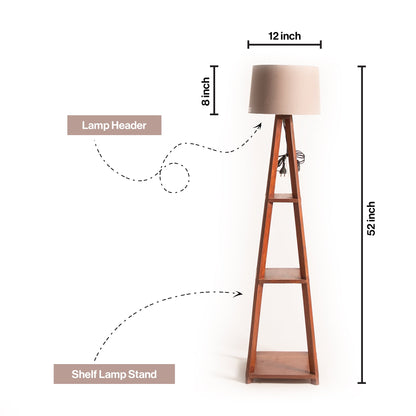 Wooden Floor Lamp With Shelves