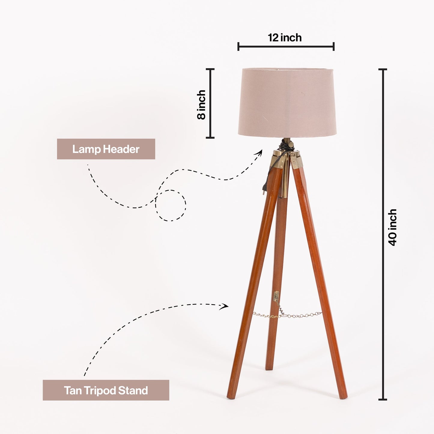 Wooden Crafter Tripod Floor Lamp With Brown Finish