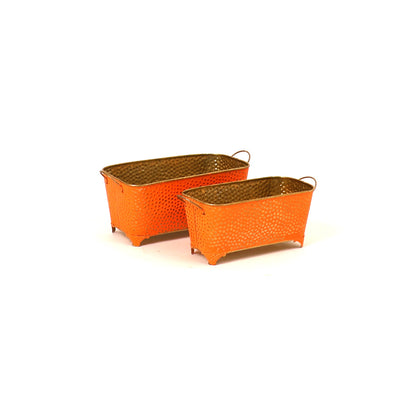 Polka Dotted Long Basket Planter in Orange
