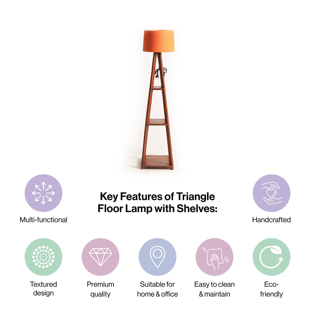 Wooden Floor Lamp With Shelves