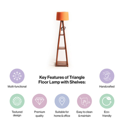 Wooden Floor Lamp With Shelves