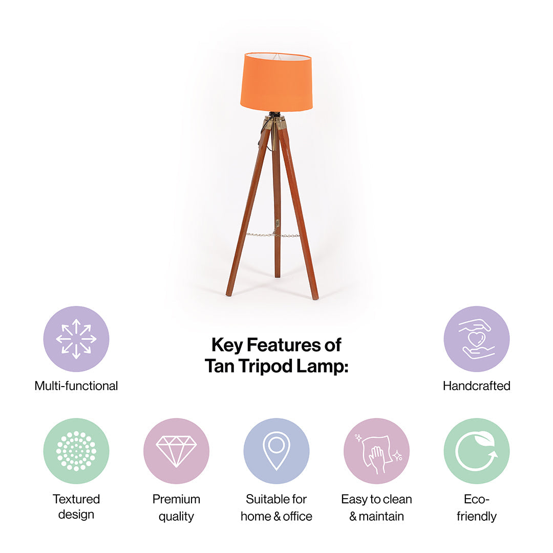 Wooden Crafter Tripod Floor Lamp With Brown Finish