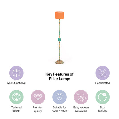 Piller Lamp With Sky Blue Shade