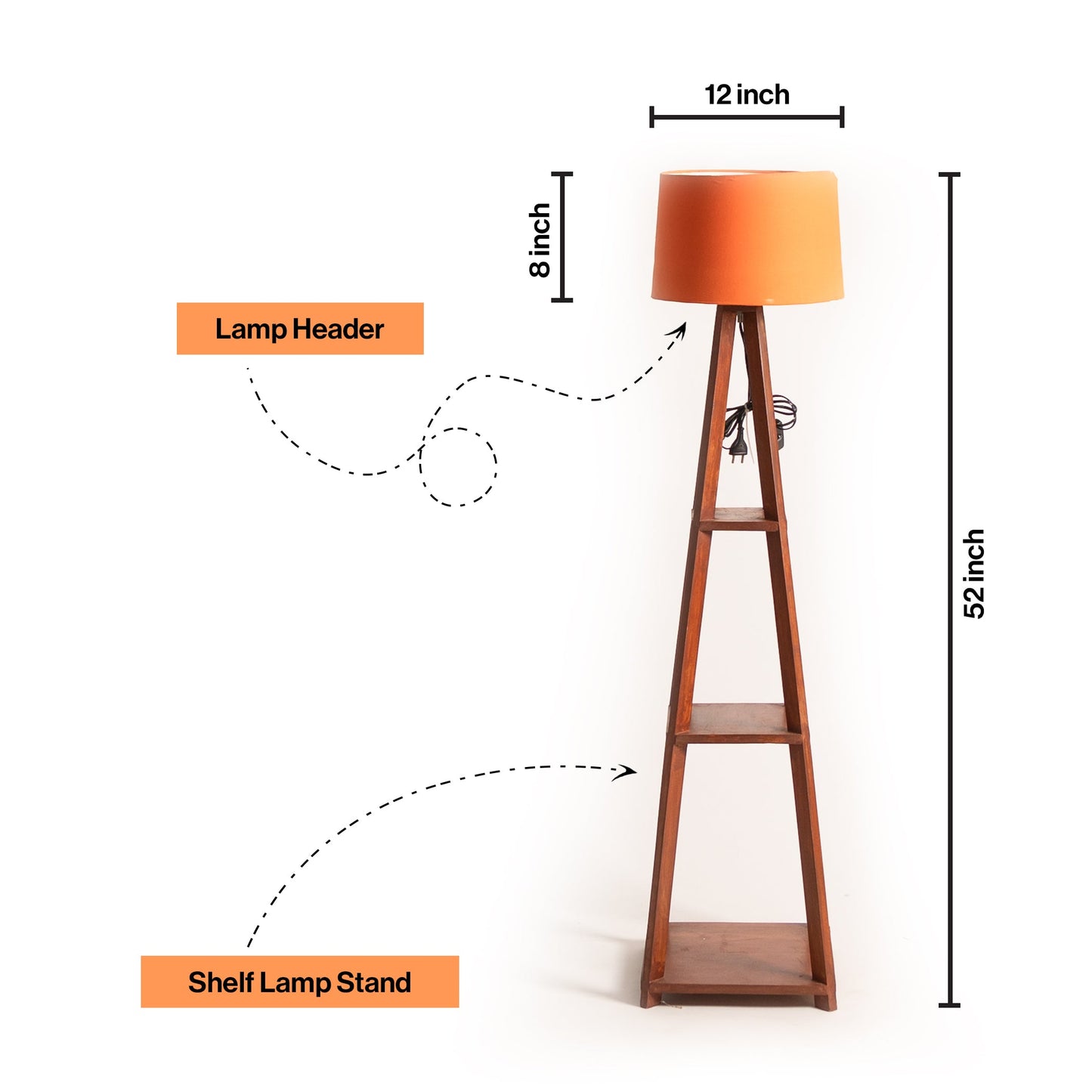 Wooden Floor Lamp With Shelves