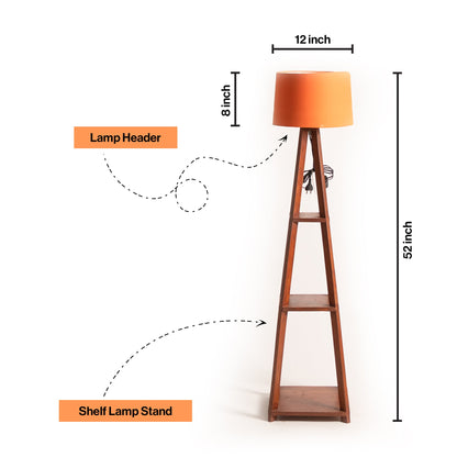 Wooden Floor Lamp With Shelves